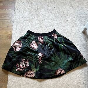 Ted Baker Black Circle Skirt with Green Palm and Pink Floral Print
